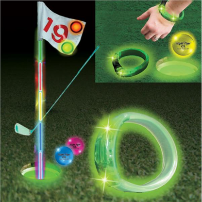 Night Flyer Green LED Golf Cup Rings (9 pack)