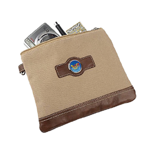 Leather Trimmed Valuables Pouch